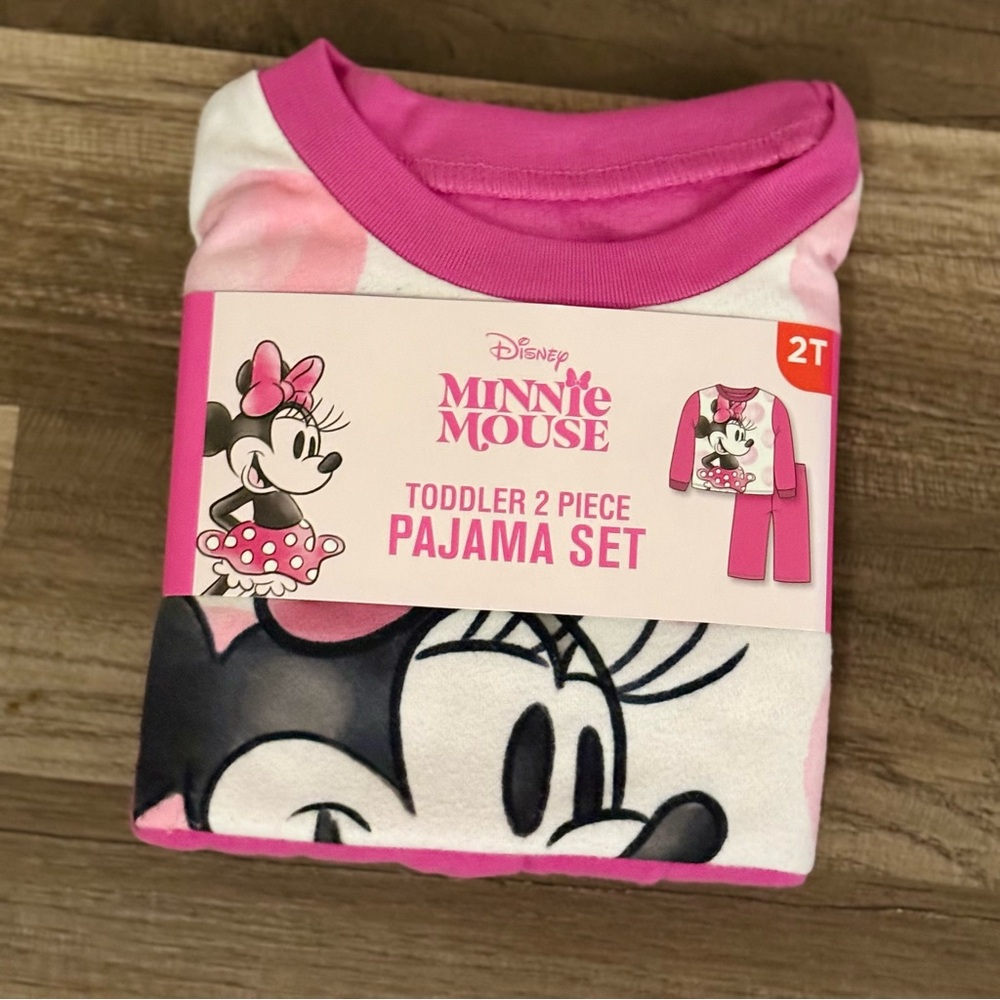 Disney Minnie Mouse Toddler Pajama Set - Pink and White